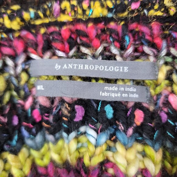 ANTHROPOLOGIE Womens M/L Piera Multicolor Knit Turtleneck Poncho Sweater - Picture 6 of 12